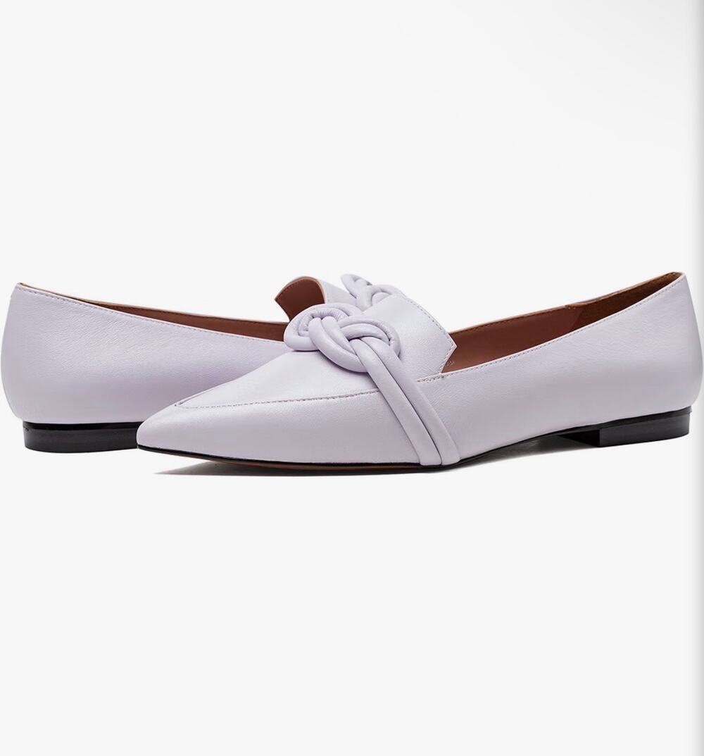 Linea Paolo Marais Womens Knotted Leather Pointed Toe Loafer Flats Lavender 5